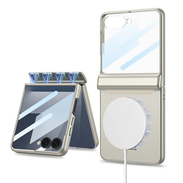 GKK - GKK Samsung Galaxy Z Flip7 Fodral Äkta läder - Grå