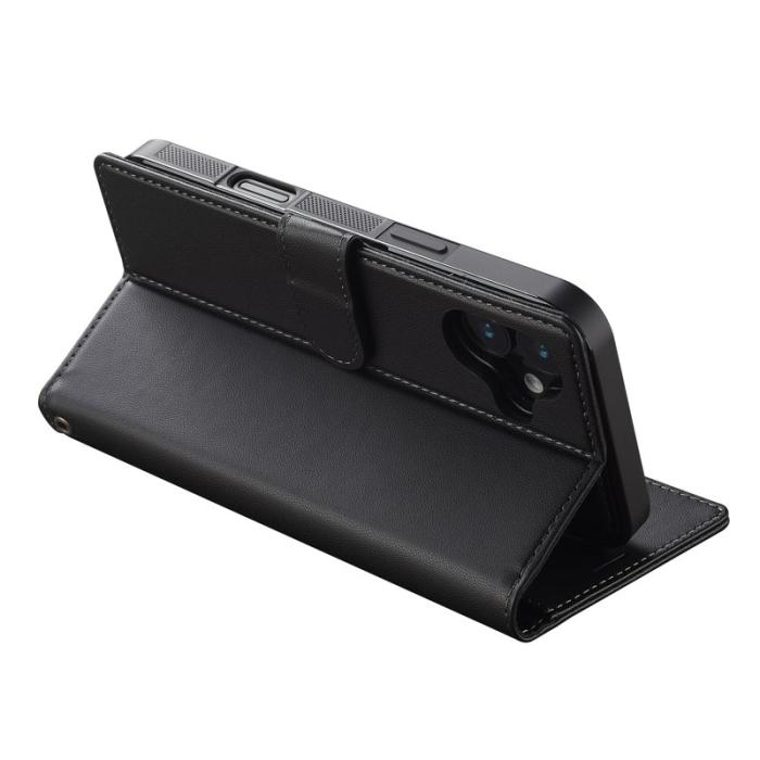 LC.imeeke - LC.IMEEKE L2 Series iPhone 16 Plus Plånboksfodral Konstläder - Svart