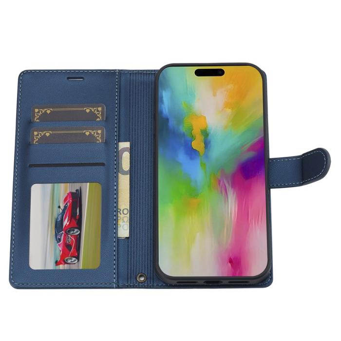 LC.imeeke - LC.IMEEKE L2 Series iPhone 16 Pro Plånboksfodral Konstläder - Blå