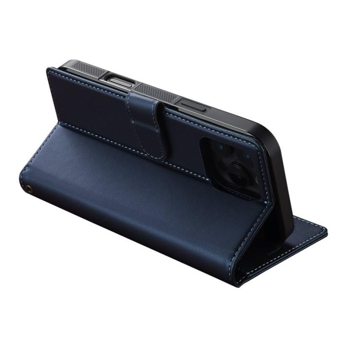 LC.imeeke - LC.IMEEKE L2 Series iPhone 16 Pro Plånboksfodral Konstläder - Blå