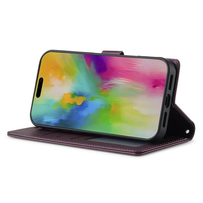 LC.imeeke - LC.IMEEKE L2 Series iPhone 16 Pro Plånboksfodral Konstläder - Brun