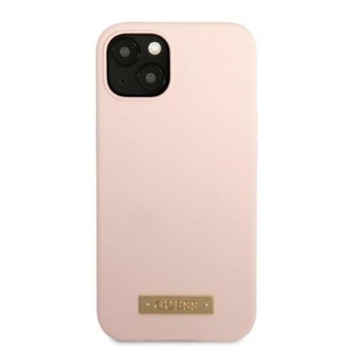 Guess - Guess iPhone 13 Skal MagSafe Silicone Logo Plate - Rosa