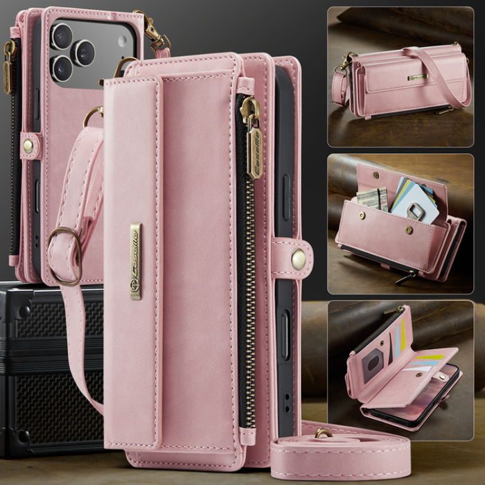 Caseme - CASEME iPhone 17 Pro Plånboksfodral Zipper RFID C39 - Rosa