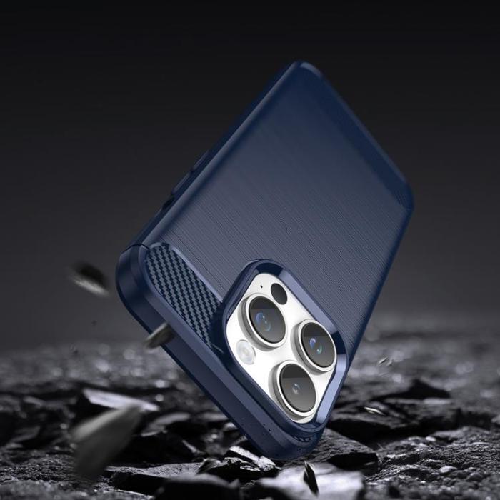 OEM - iPhone 14 Pro Max Skal Carbon Fiber Texture - Blå