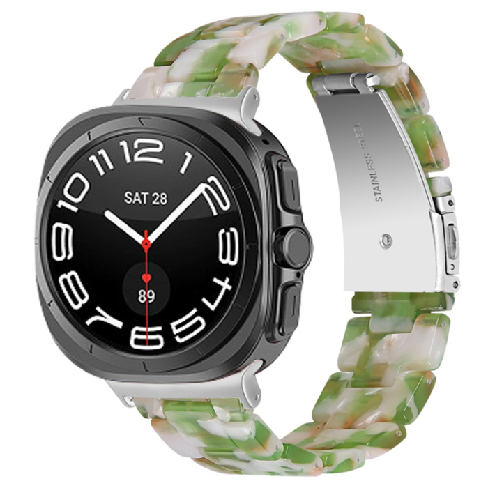 A-One Brand - Galaxy Watch 8/8 Classic (40/44/46mm) Armband Vattentät Acrylic - Grön/Vit