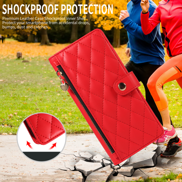 A-One Brand - iPhone Air Plånboksfodral Rhombus Läder - Röd