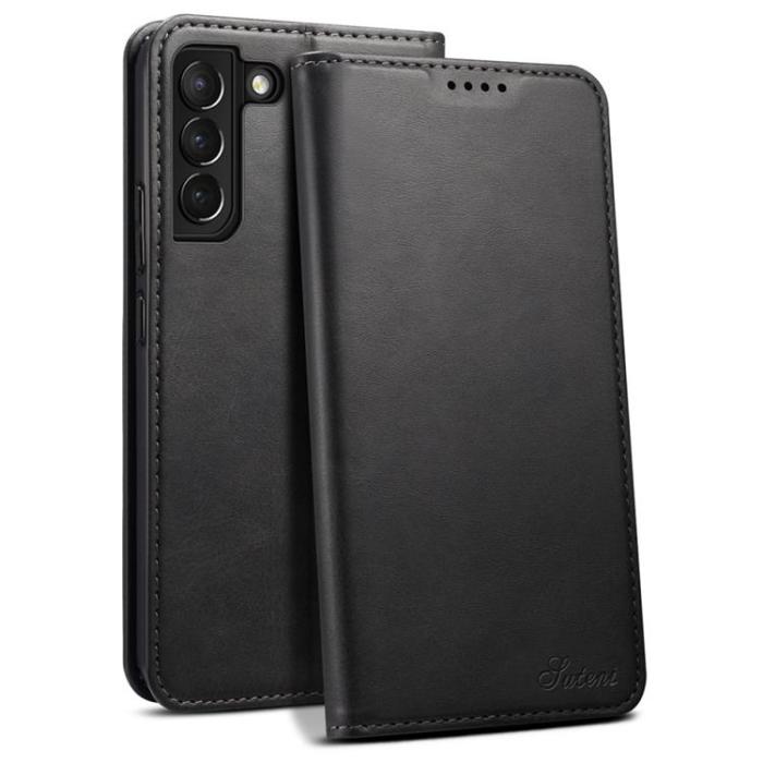 SUTENI - SUTENI Läder Fodral Galaxy S22 5G - Svart