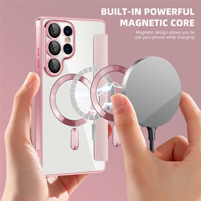 A-One Brand - Galaxy S25 Ultra Plånboksfodral MagSafe RFID Blocking - Rosa