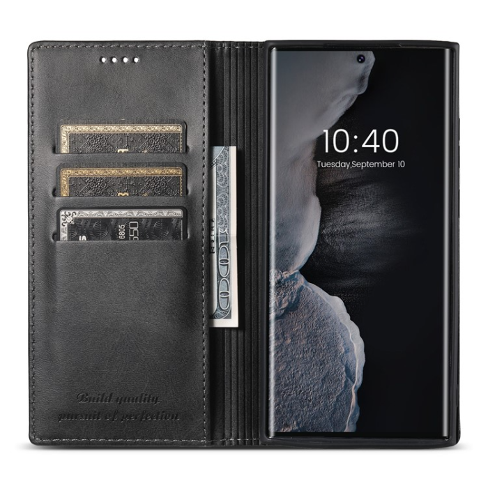 SUTENI - SUTENI Galaxy S23 Ultra Plånboksfodral Kickstand Flip - Svart
