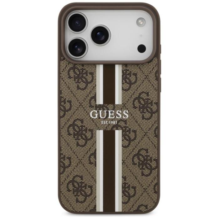 Guess - Guess iPhone 17 Pro Max Mobilskal MagSafe 4G Printed Stripes - Brun