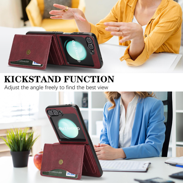 A-One Brand - Galaxy Z Flip 6 Mobilskal MagSafe Detachable Korthållare Kickstand