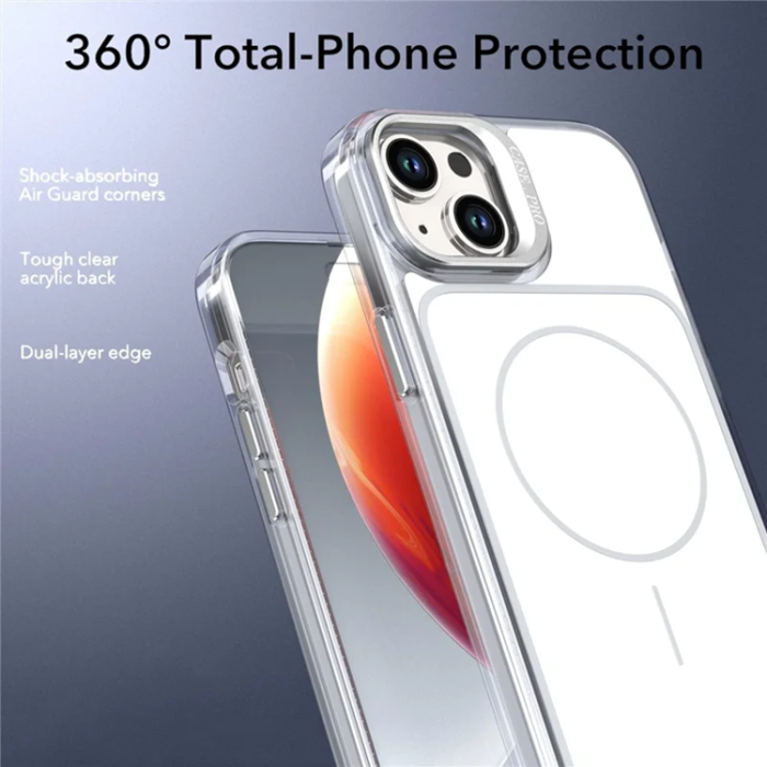 A-One Brand - iPhone 15 Mobilskal MagSafe Lens Kickstand med Handrem - Vit