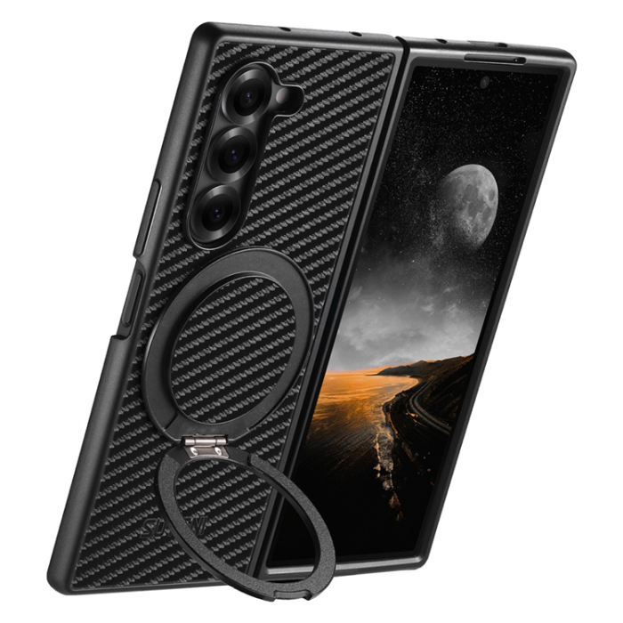 SUTENI - Suteni Galaxy Z Fold 6 Mobilskal MagSafe Carbon Fiber - Svart