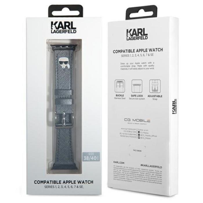 KARL LAGERFELD - Karl Lagerfeld Apple Watch 4/5/6/7/SE (38/40/41mm) Band Saffiano Karl Heads