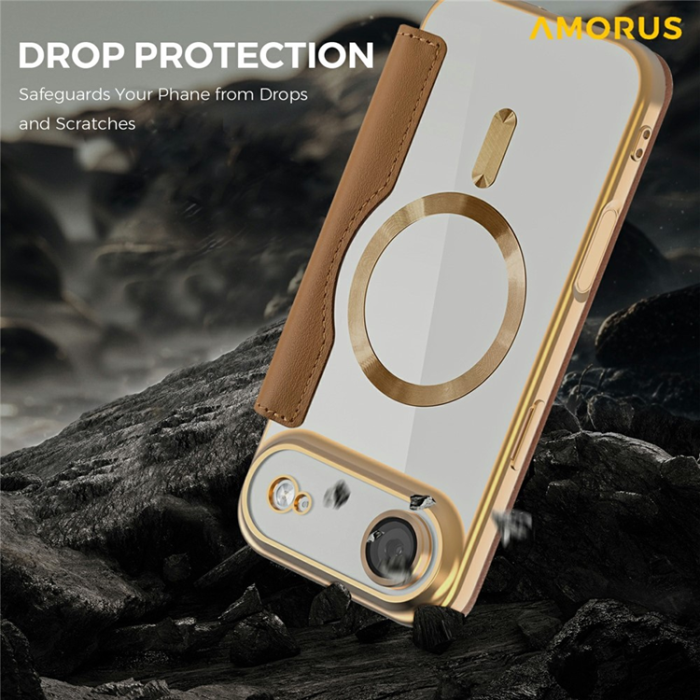 Amorus - AMORUS iPhone Air Plånboksfodral MagSafe RFID - Brun