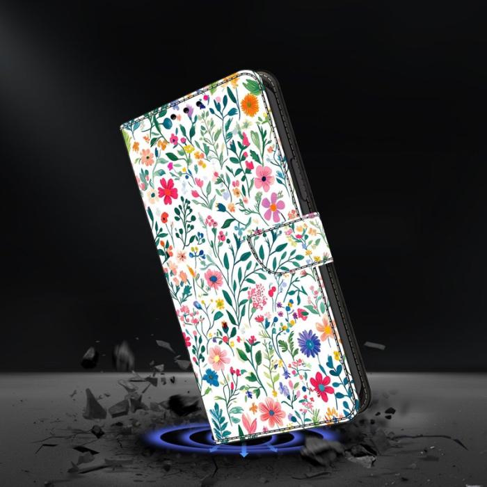 OEM - Samsung Galaxy S26 Fodral Ställning Mönstertryck Konstläder - Liten Blomsteräng