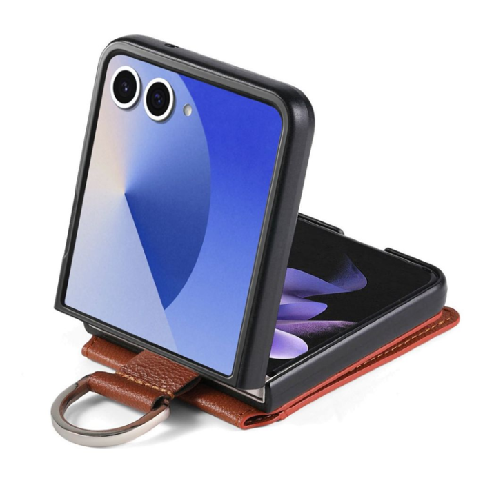 A-One Brand - Galaxy Z Flip 7 Mobilskal Korthållare Kickstand - Brun