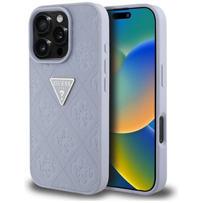Guess - Guess iPhone 16 Pro Max Mobilskal Hot Stamp 4G Triangle Logo - Lila