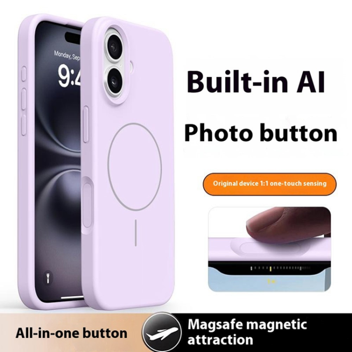 A-One Brand - iPhone 16 Mobilskal MagSafe Liquid Silikon Microfiber Lining - Ljuslila