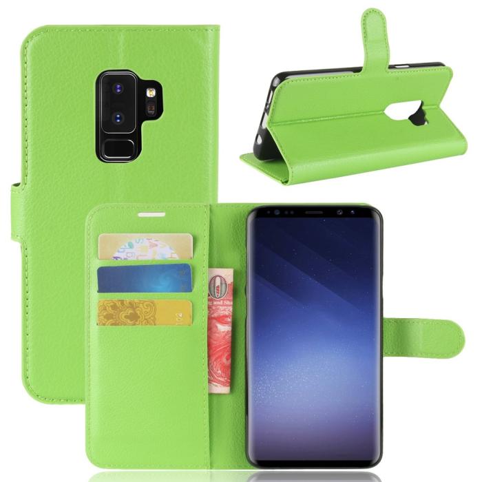 UTGATT4 - Litchi Plånboksfodral till Samsung Galaxy S9 Plus - Grön