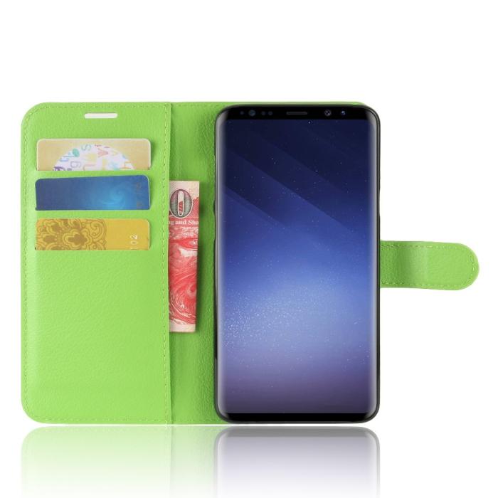 UTGATT4 - Litchi Plånboksfodral till Samsung Galaxy S9 Plus - Grön