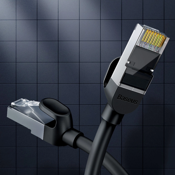 BASEUS - Baseus Cat6 RJ45 1m Flat Ethernet Nätverk Kabel - Svart