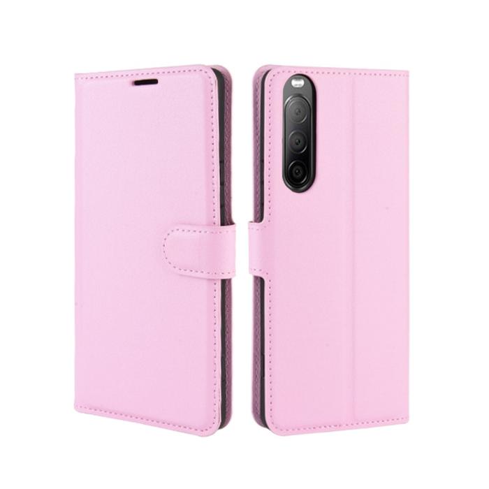 UTGATT1 - Litchi Läder plånboksfodral Sony Xperia 10 II - Rosa