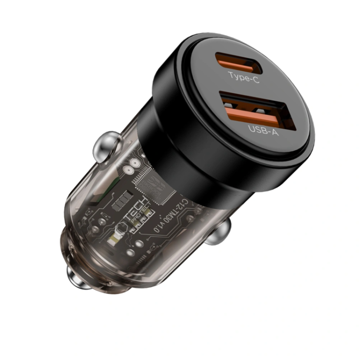 Tech-Protect - Tech Protect Billaddare USB-A Till USB-C 45W - Svart