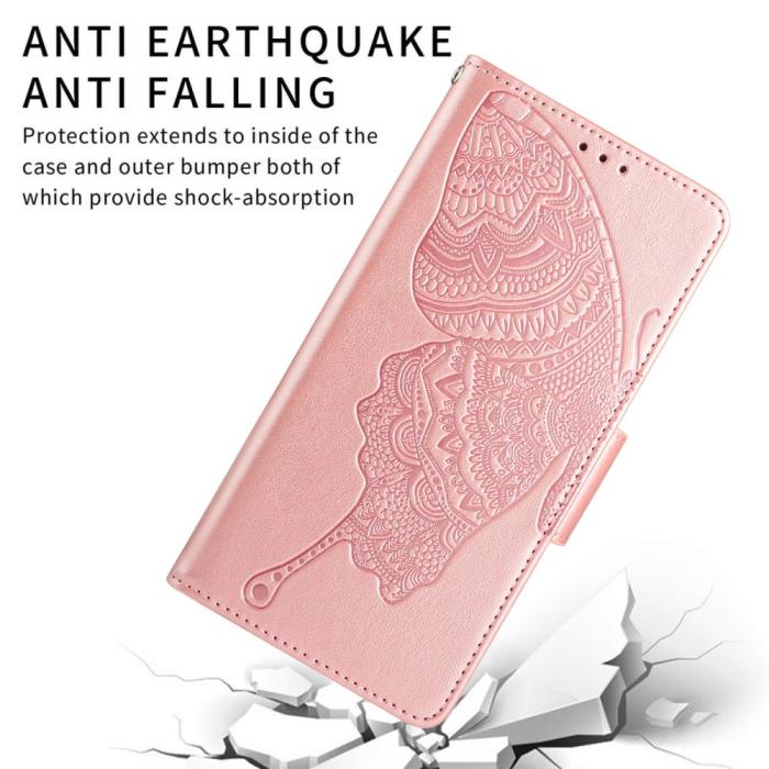 OEM - Fjärilar iPhone 7/8/SE 2020/SE 2022 Plånboksfodral - Rose Gold