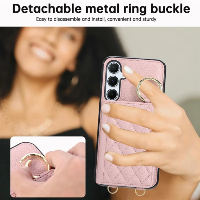 A-One Brand - Galaxy A17 5G/4G Mobilskal Korthållare Kickstand Rhombus - Rosa