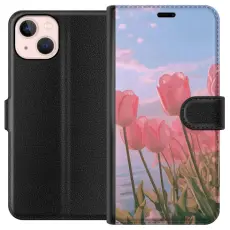 Gustaf - Pl&aring;nboksfodral till Apple iPhone 13 med Rosa Tulpaner