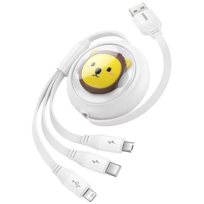 BASEUS - Baseus 3in1 USB-A till USB-C, Lightning, microUSB kabel 1.1m - Vit