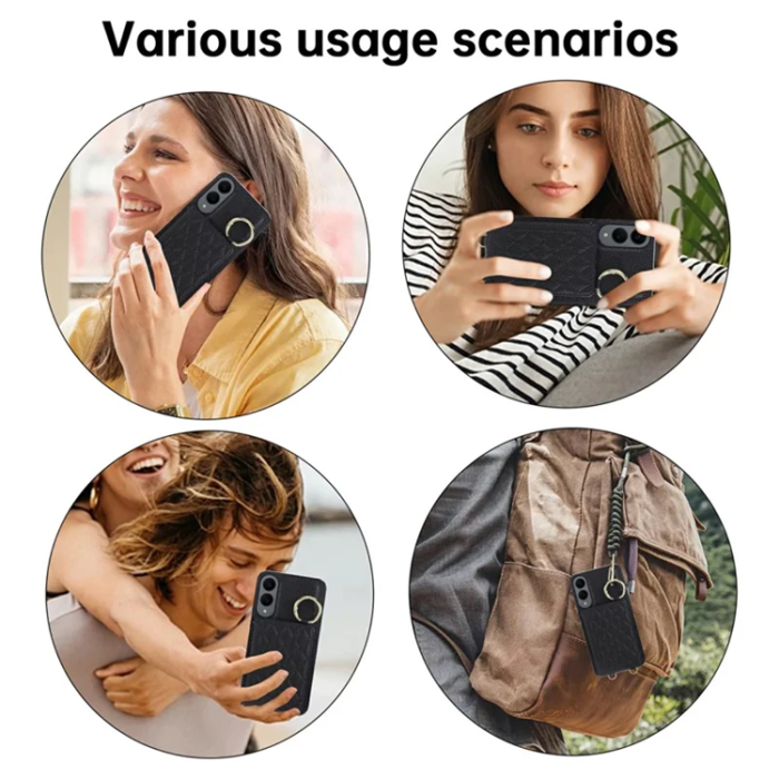 A-One Brand - Galaxy S25 Edge Mobilskal Korthållare Kickstand Rhombus - Svart