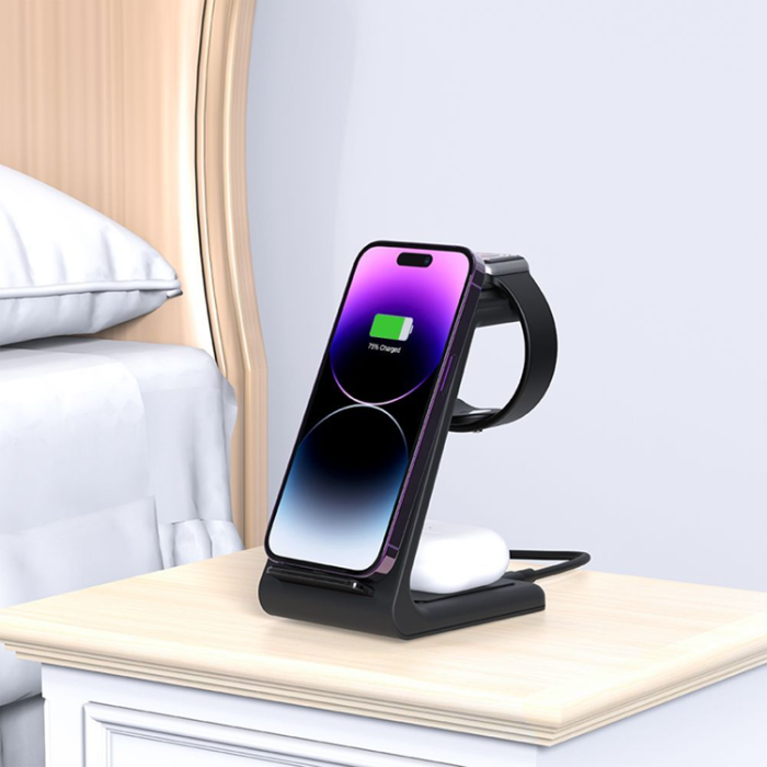 Tech-Protect - Tech-Protect 3-in-1 Trådlös Laddare iPhone, Apple Watch, AirPods - Svart