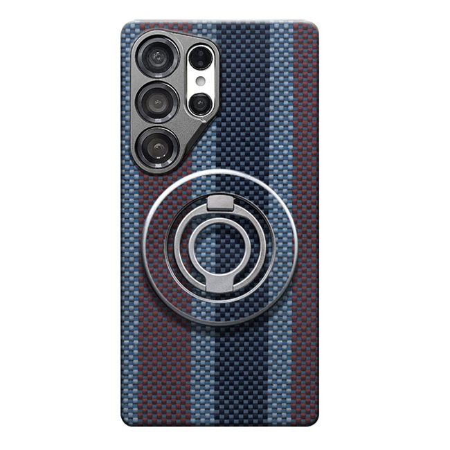 Mobilskal till Galaxy S25 Ultra MagSafe Kevlar Metal Ring - Tri Color Rain