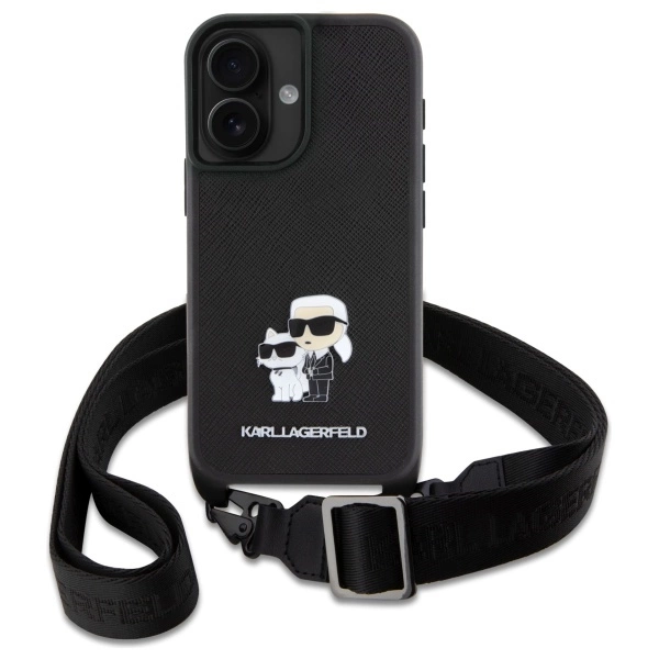 Karl Lagerfeld iPhone 16 Mobilskal Karl&Choupette Metal Pin CBDY Strap | 2353 | AlltMobil
