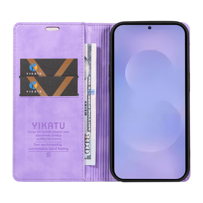 YIKATU - YIKATU Galaxy S26/S26 Pro Plånboksfodral Litchi Läder - Lila