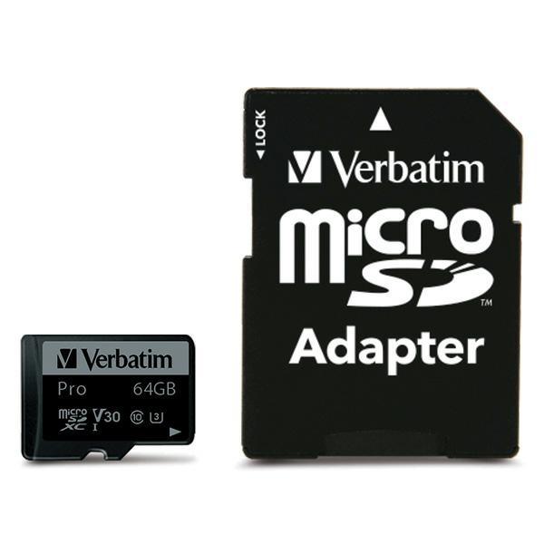 Verbatim Minneskort microSD 64GB Med Adapter Pro U3 - Svart | 288 | AlltMobil