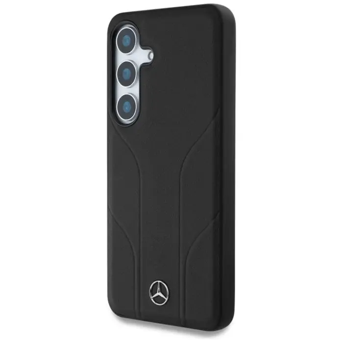 Mercedes - Mercedes Galaxy S25 Mobilskal MagSafe Läder Debossed Lines - Svart