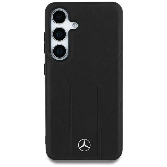 Mercedes - Mercedes Galaxy S25 Mobilskal MagSafe Läder Debossed Lines - Svart