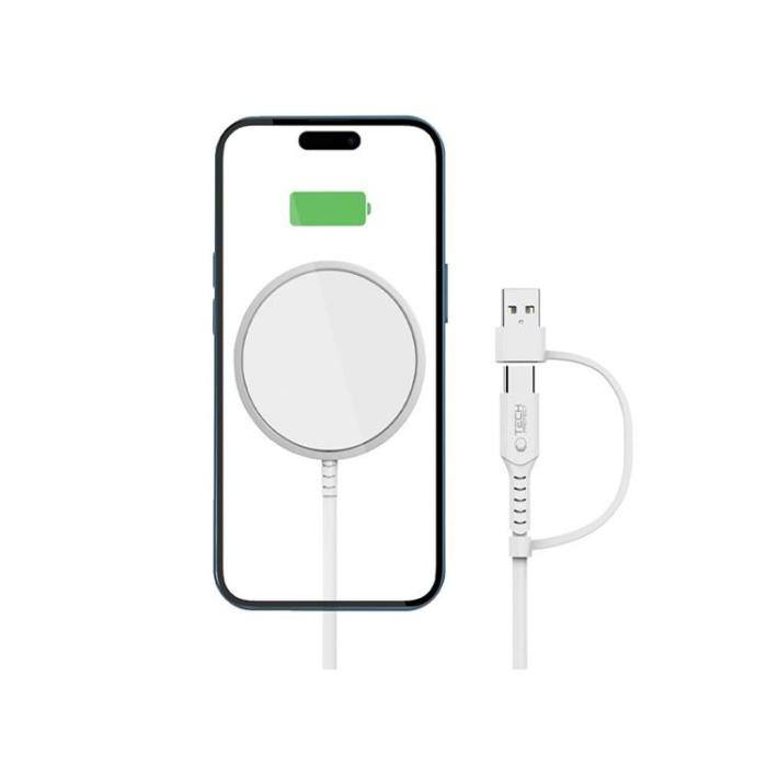 Tech-Protect - Tech-Protect Magsafe Trådlös Laddare Magnetic QI 15W-A44 - Vit