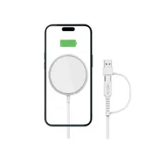 Tech-Protect - Tech-Protect Magsafe Trådlös Laddare Magnetic QI 15W-A44 - Vit
