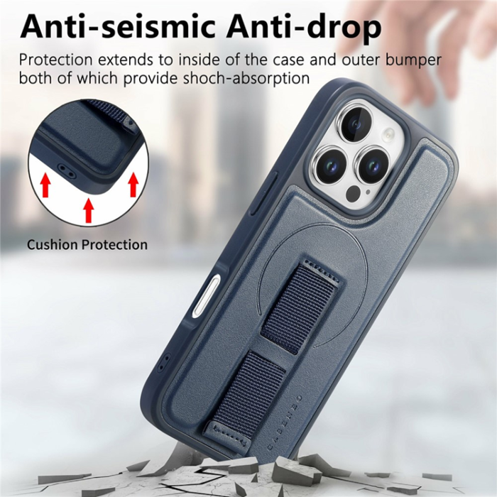 CASENEO - CASENEO iPhone 16 Pro Max Mobilskal MagSafe med Handrem - Blå