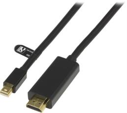 UTGATT1 - DELTACO Miini DisplayPort till HDMI monitorkabel med ljud, 1m - Svart