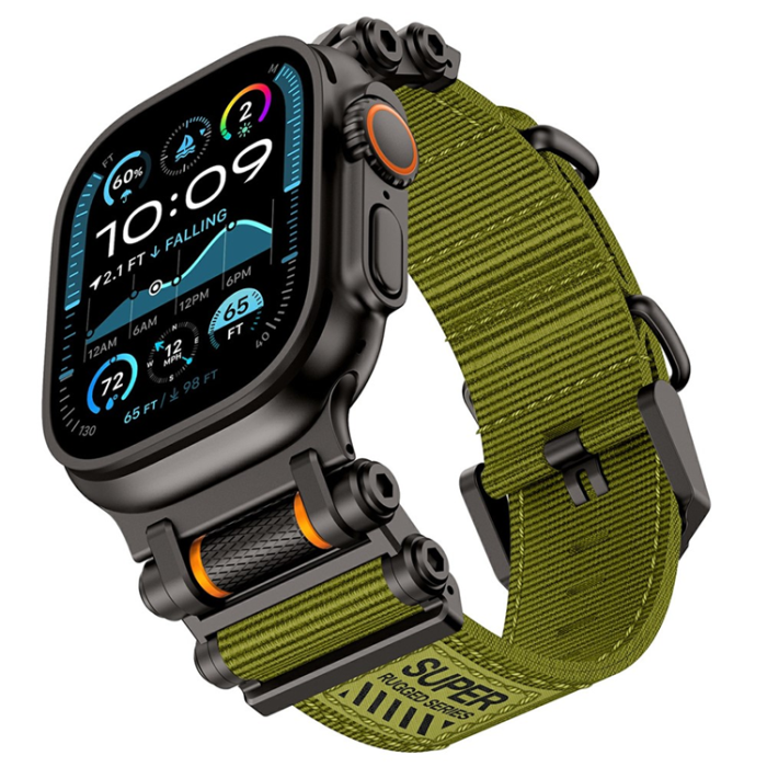 A-One Brand - Apple Watch 42/44/45/46/49mm Armband Nylon - Grön
