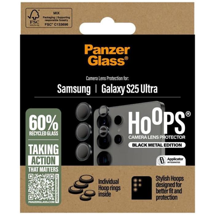 PanzerGlass - PanzerGlass Galaxy S25 Ultra Kameralinsskydd Härdat Glas Hoops - Svart
