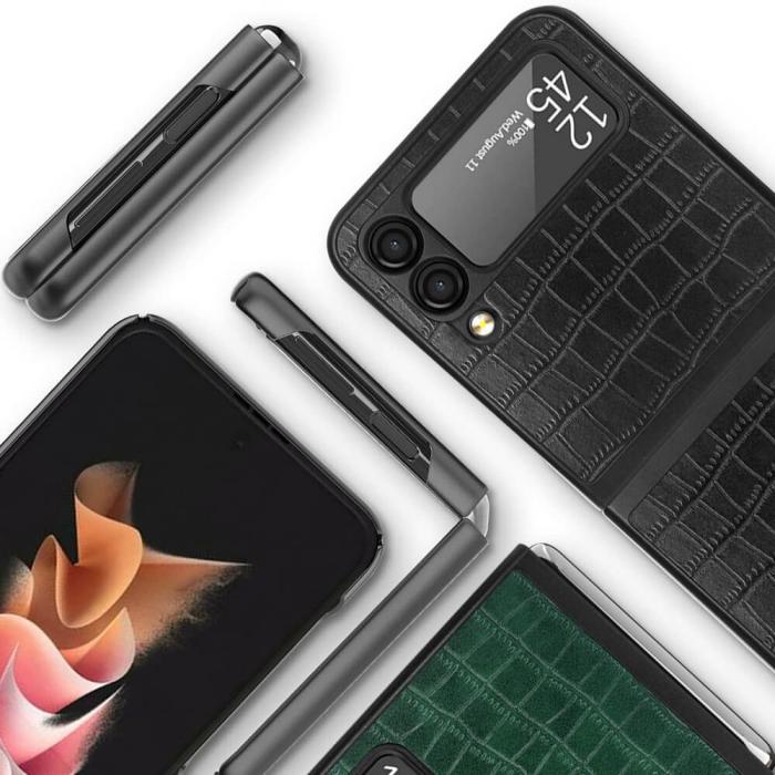 A-One Brand - Croco Leather Mobilskal till Samsung Galaxy Z Flip 3 - Svart