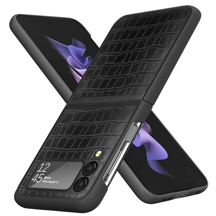 A-One Brand - Croco Leather Mobilskal till Samsung Galaxy Z Flip 3 - Svart