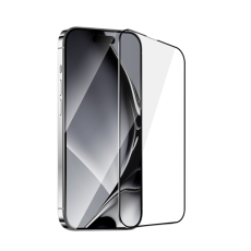 OEM - iPhone 16 Härdat Glas Skärmskydd Metall Ram - Svart