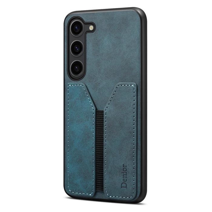 DENIOR - DENIOR Samsung Galaxy S25 Fodral Elastisk Kortficka KonstLäder Blå